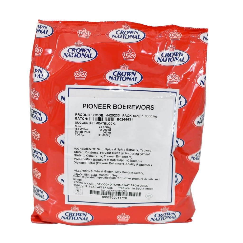 Crown National Pioneer Boerewors Meat Seasoning - 1kg South African Spice