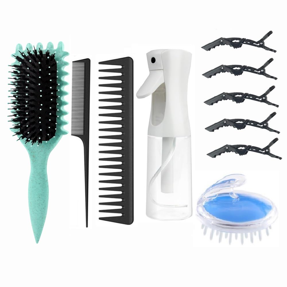 ABWXN 10-in-1 Curly Hair Brush Set | Curl Defining Brush & Styling Tools