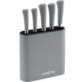 NETTA 6-Piece Kitchen Knife Set with Block – Stainless Steel, Grey