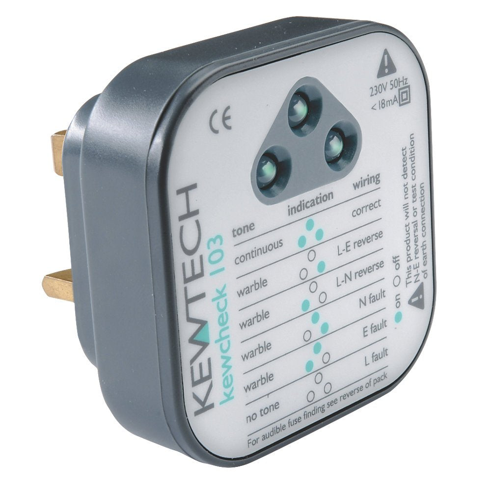 Kewtech KEWCHECK103 Mains Wiring Socket Tester | Electrical Safety Tool