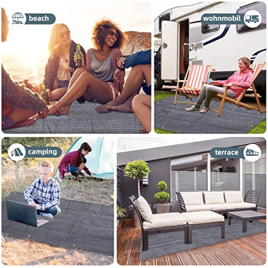 FoundGo Awning Carpet | 280g/m² HDPE Breathable Camping Rug with Bag