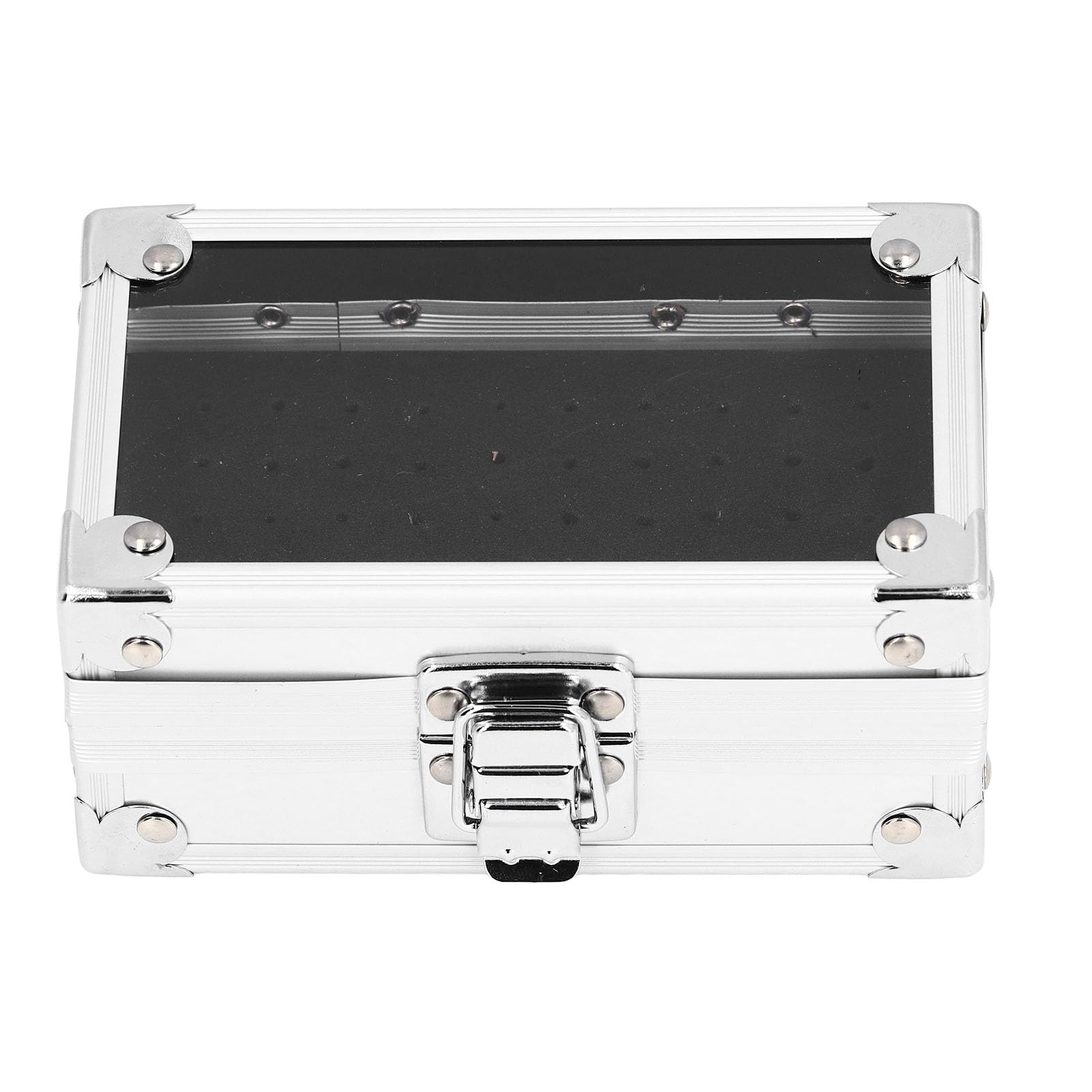 50-Hole Aluminum Nail Drill Bit Holder & Storage Case - Silver