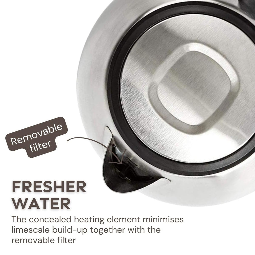 Ex-Pro Electric Kettle – 1.0L Stainless Steel Cordless Jug, 2150W