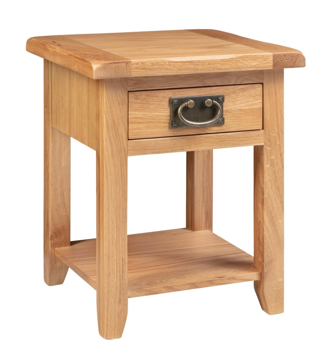 Hallowood Monchique Small Solid Oak Side Table with Drawer and Shelf