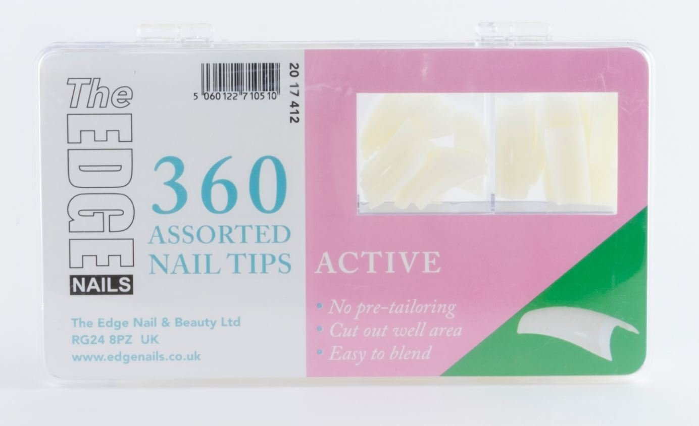 The Edge Active Nail Tips - Strong ABS Plastic Extensions (360 Pack)