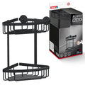 tesa ALUXX BLACK 2-Tier Corner Shower Basket – Matt Black Drill-Free Shelf