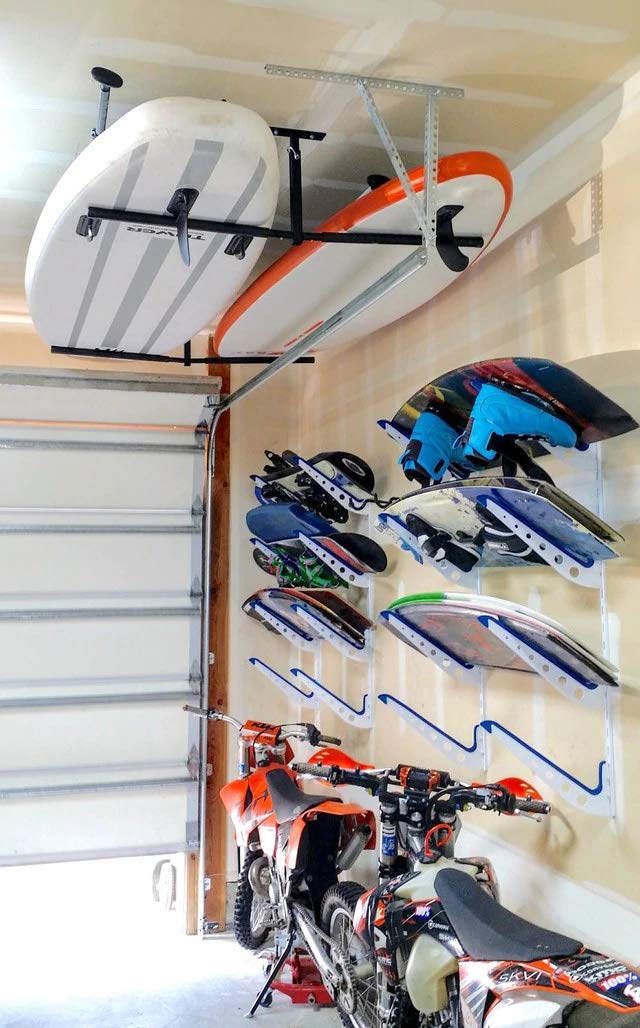 StoreYourBoard Hi-Port 2 Double SUP & Surf Ceiling Rack | Heavy-Duty Steel