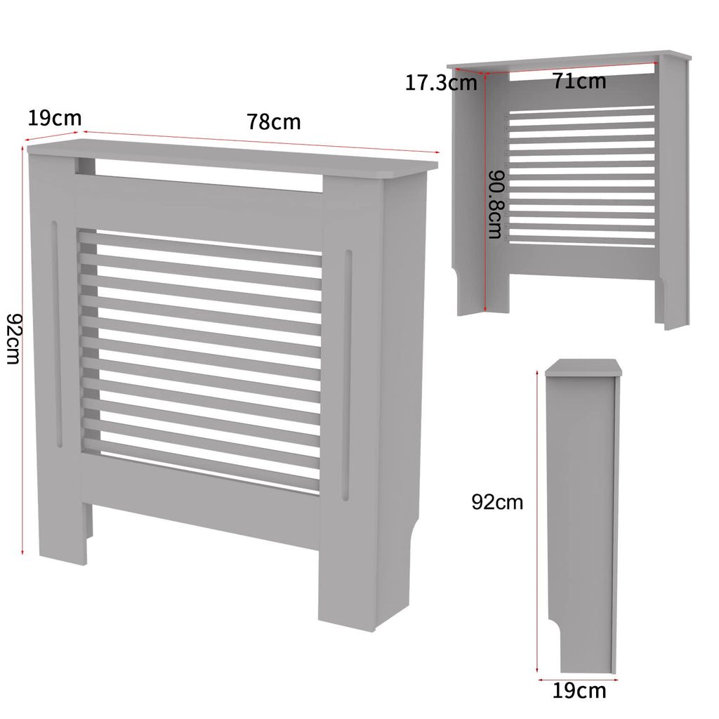 FATIVO Grey Radiator Cover – 92cm Tall MDF Wood Cabinet Heater Shelf