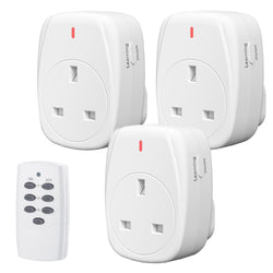 HBN Wireless Remote Control Plug Sockets | 30m Range | 3 Pack & 1 Remote
