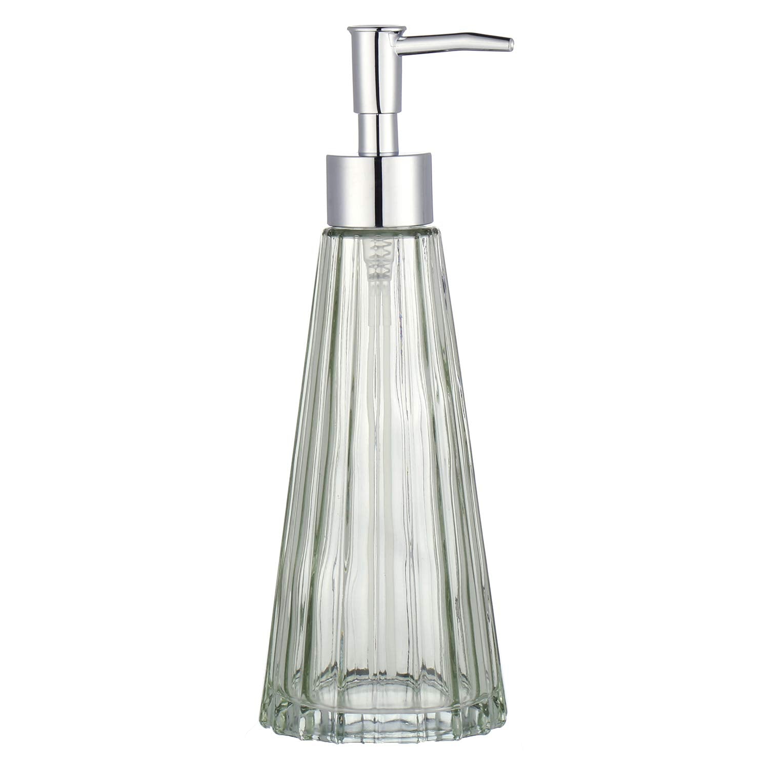 Glass Soap Dispenser with Pump – Light Green Refillable Bottle