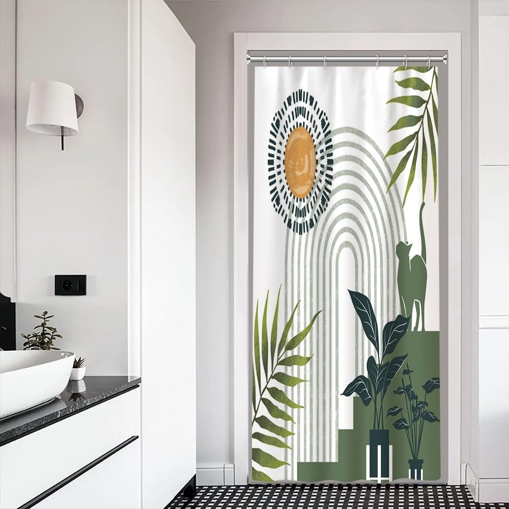 Jolof Store Boho Cat Shower Curtain | 90x180cm Waterproof Polyester