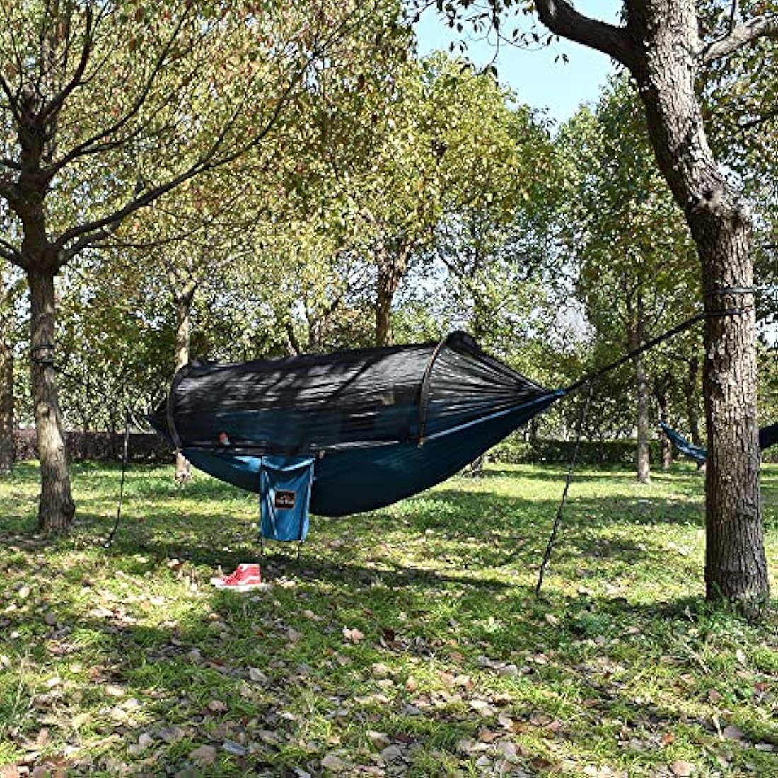 AnorTrek Double Camping Hammock with Mosquito Net & Rain Fly – Green