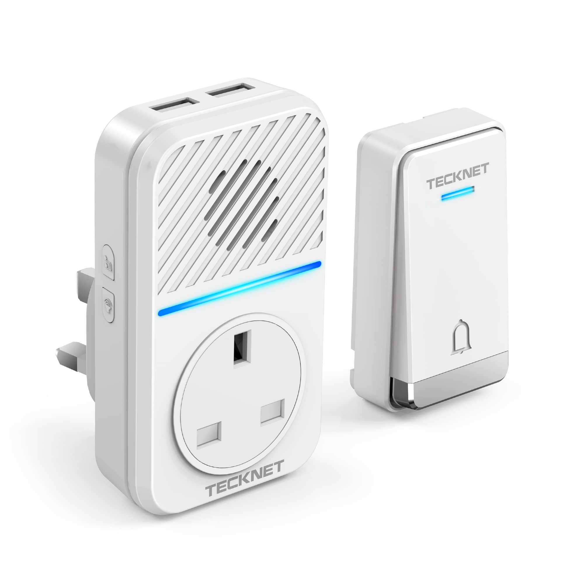 TECKNET Self-Powered Wireless Doorbell with USB & AC Plug-Through