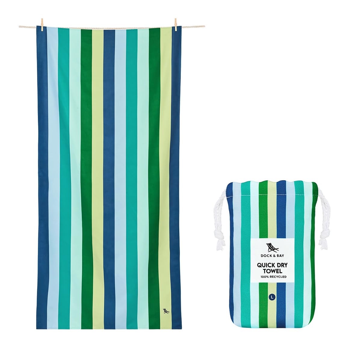 Dock & Bay Sand Free Beach Towel | Quick Dry Recycled Fabric | Cool Lagoon
