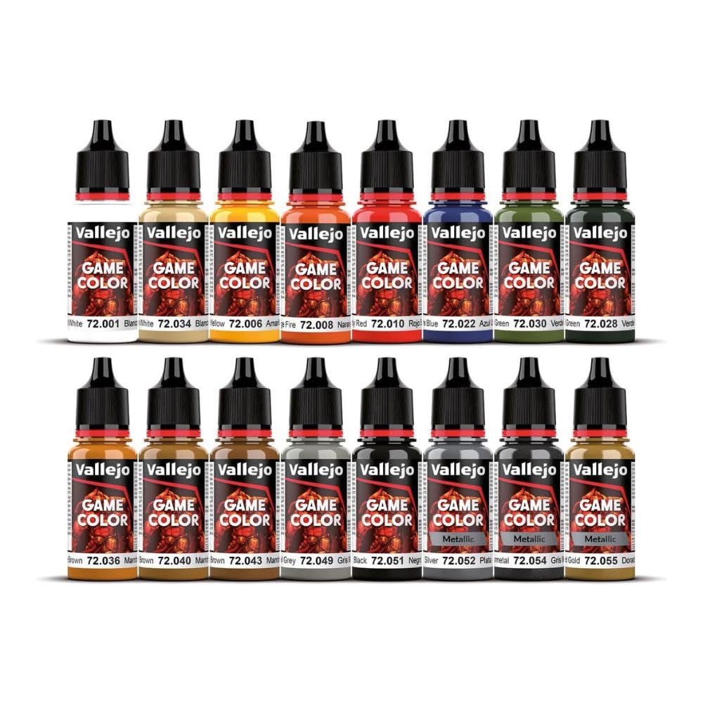 Vallejo Game Color Acrylic Paint Set - 16 Colors for Fantasy Miniatures