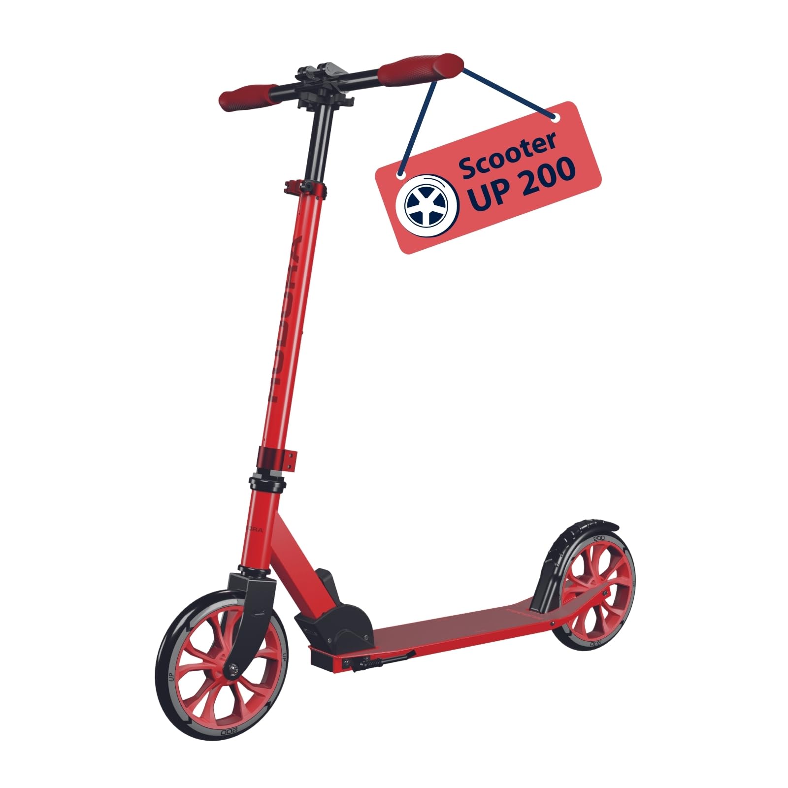 HUDORA Up 200 Foldable Kick Scooter – Height Adjustable Aluminium