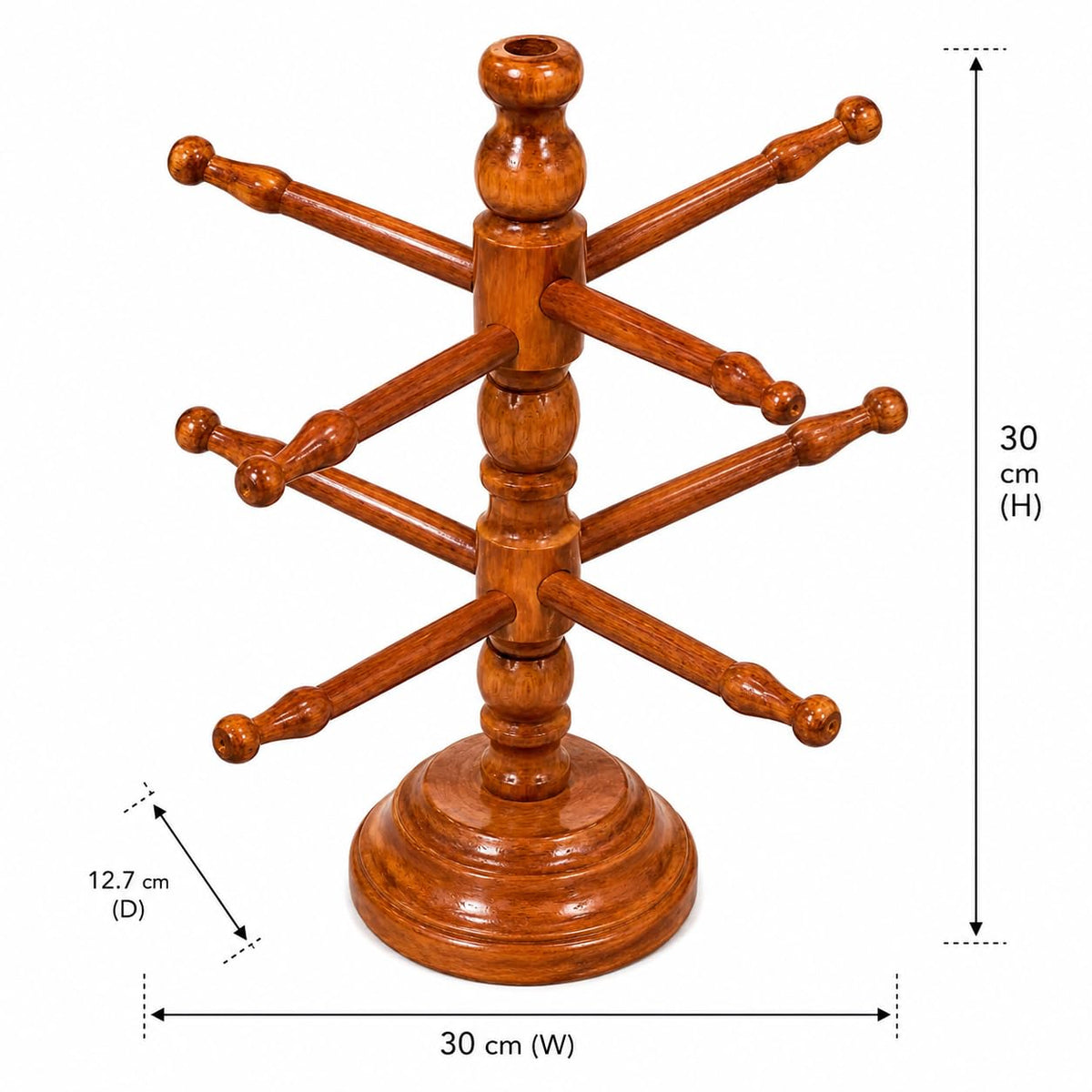 BIGNAY Wooden Bangle Stand Organizer | Bracelet & Watch Display Holder | Jewelry Storage Rack for Dressing Table, Home & Retail Display 9 Rod Stand - image 5