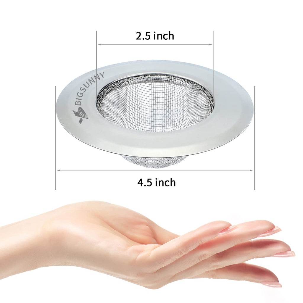 MSY BIGSUNNY Mesh Sink Strainer Set of 2, Stainless Steel Kitchen Drain Strainer with Large Wide Rim 4.5 inch Diameter - image 3