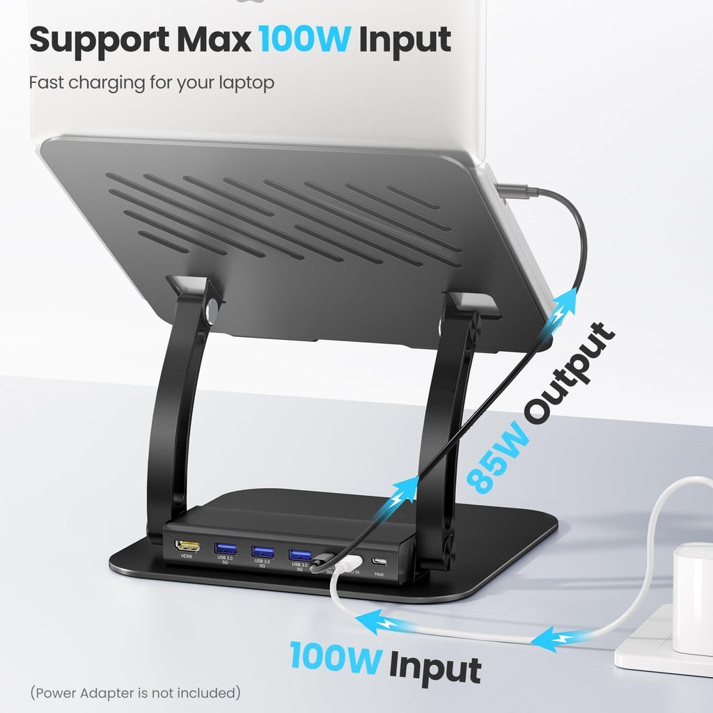 tounee Laptop Stand with Detachable USB-C Hub, 100W PD Charging, 4K@60Hz HDMI, 3 USB Ports - image 4