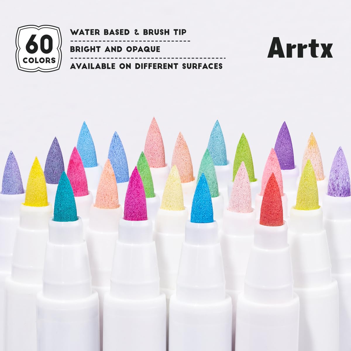 Arrtx 60 Colors Acrylic Paint Markers – Permanent Brush Tip Art Pens