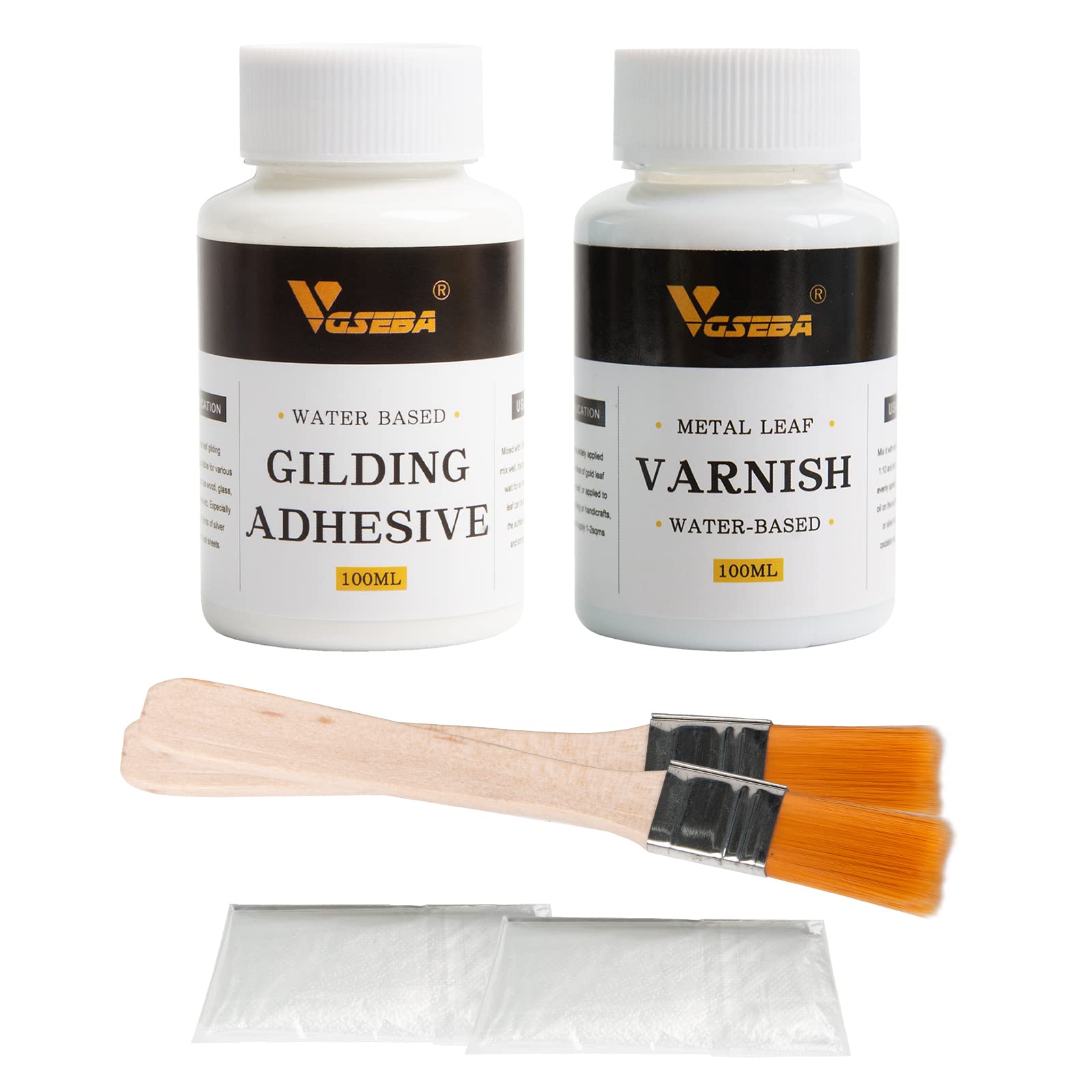 VGSEBA Gold Leaf Gilding Adhesive Set | Water Based Glue & Varnish Kit