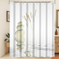 Xiaoterna Spa Garden Shower Curtain Wild Grass Reflection in Water Meditation Bathroom Curtain Rustic Spa Stone Water White Shower Curtain Machine