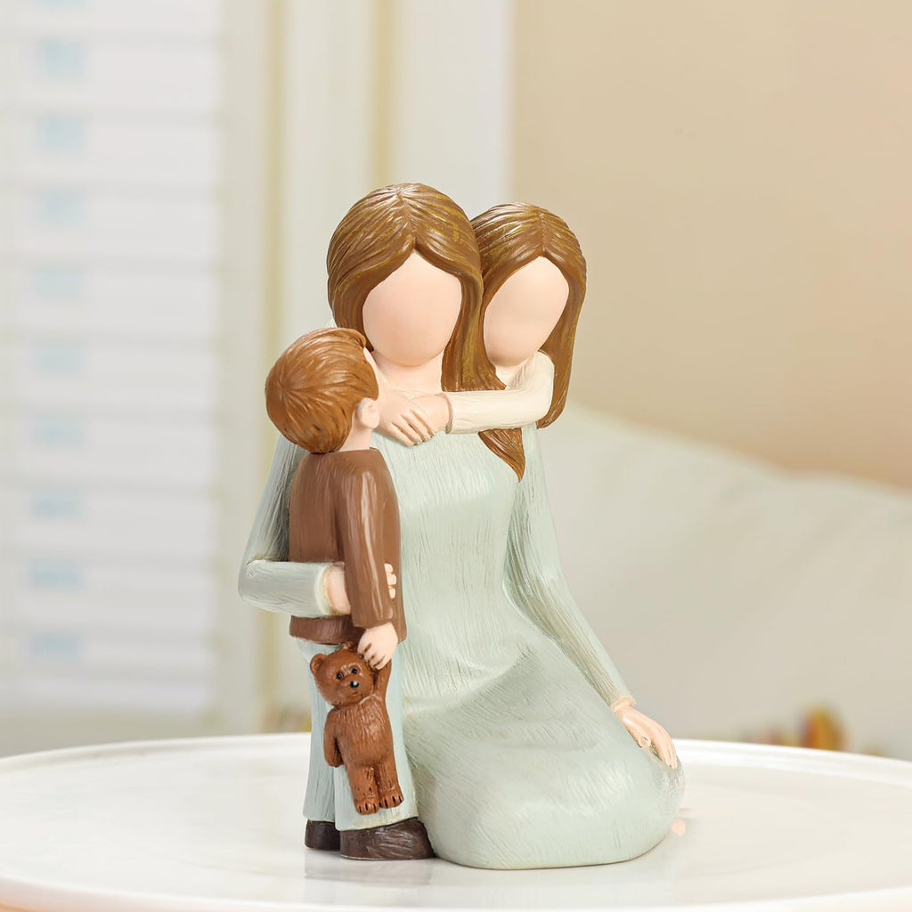 Mother and Kids Figurine – Hand-Painted Resin Family Statue