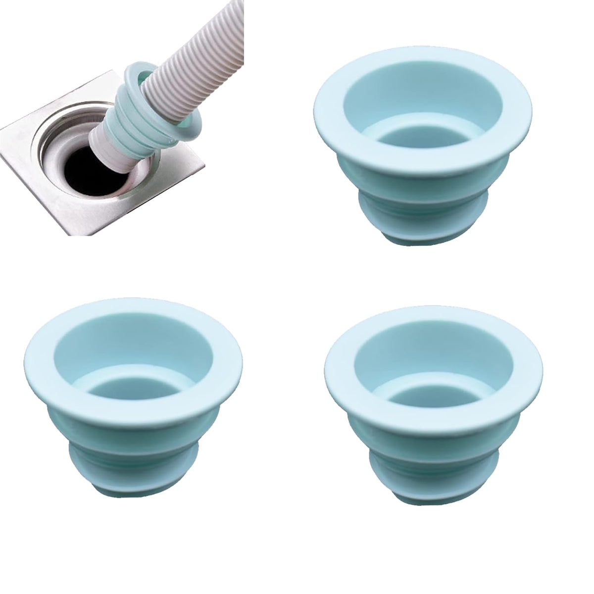 3 Pack Drain Pipe Seal Hose Silicone Plug Toilet Seal Ring,Silicone Sealing Plug Kitchen Pipe Sewer Seal Ring Washing Machine Drain Multipurpose Pipe - image 1