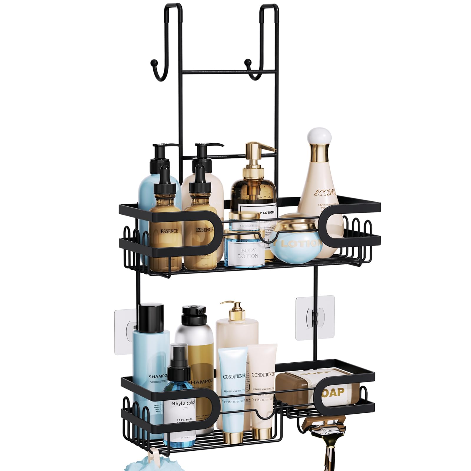 HapiRm Over the Door Shower Caddy – Black Stainless Steel Organizer