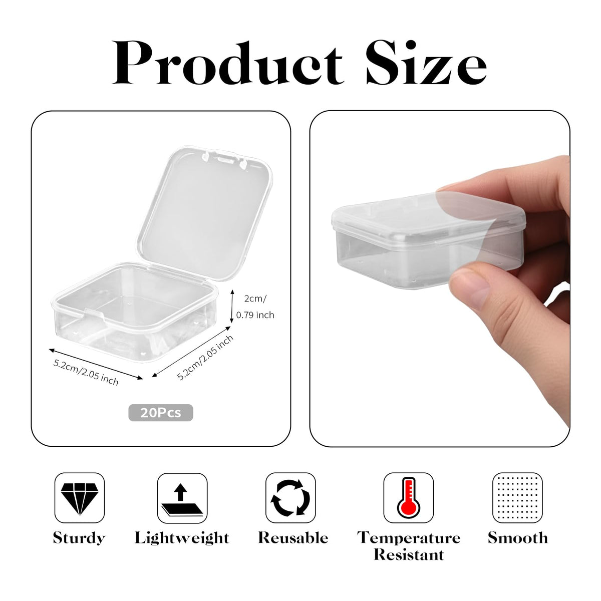 20Pcs Small Clear Plastic Storage Box, Transparent Square Bead Organiser - image 2