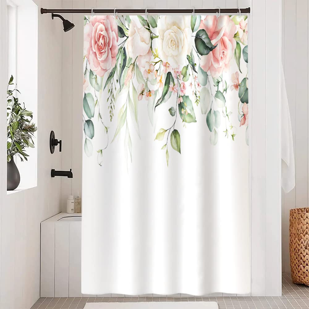Eucalyptus Shower Curtain – Sage Green Floral Waterproof Fabric