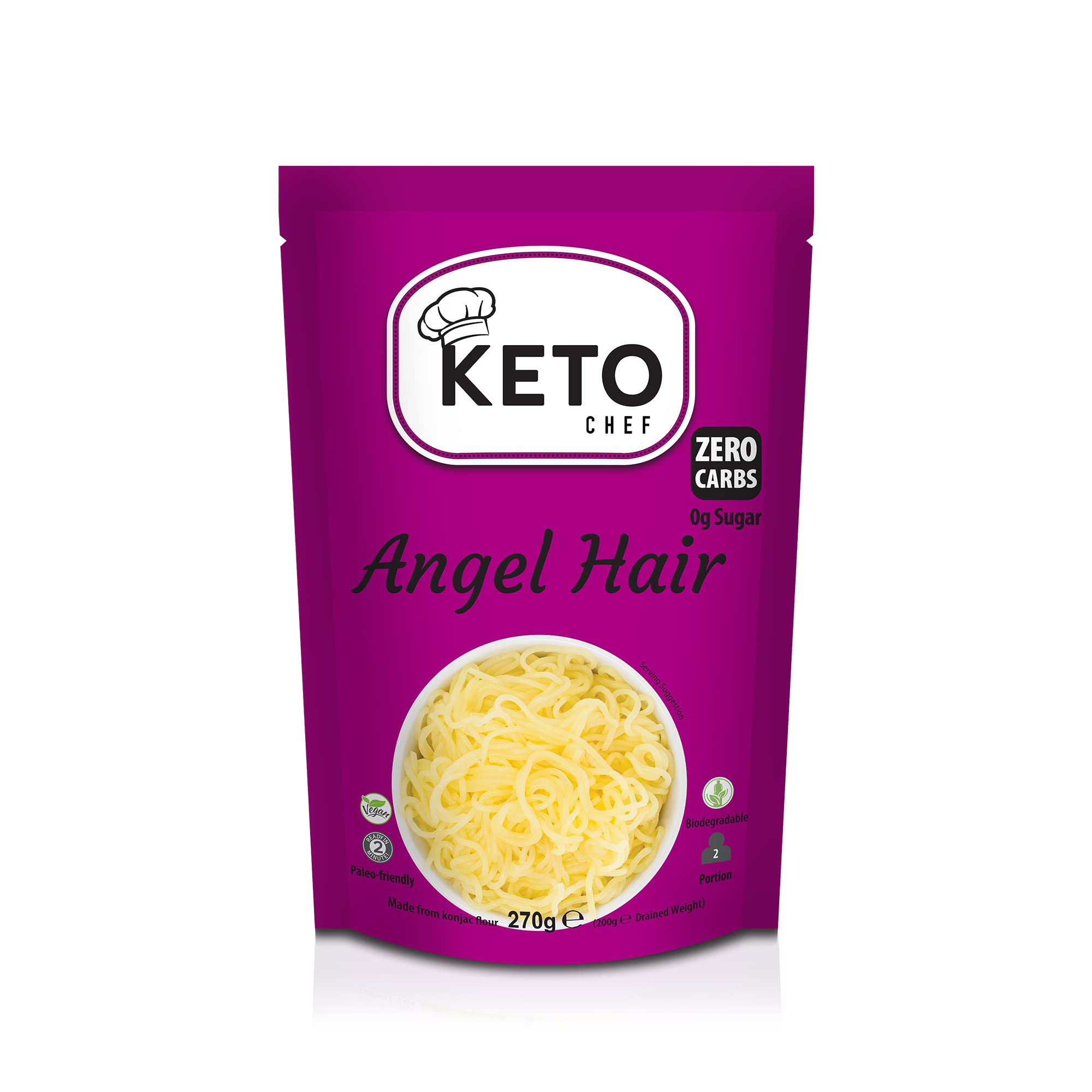 Keto Chef Vegan Angel Hair Konjac Noodles – Low Carb Shirataki (6 Pack)