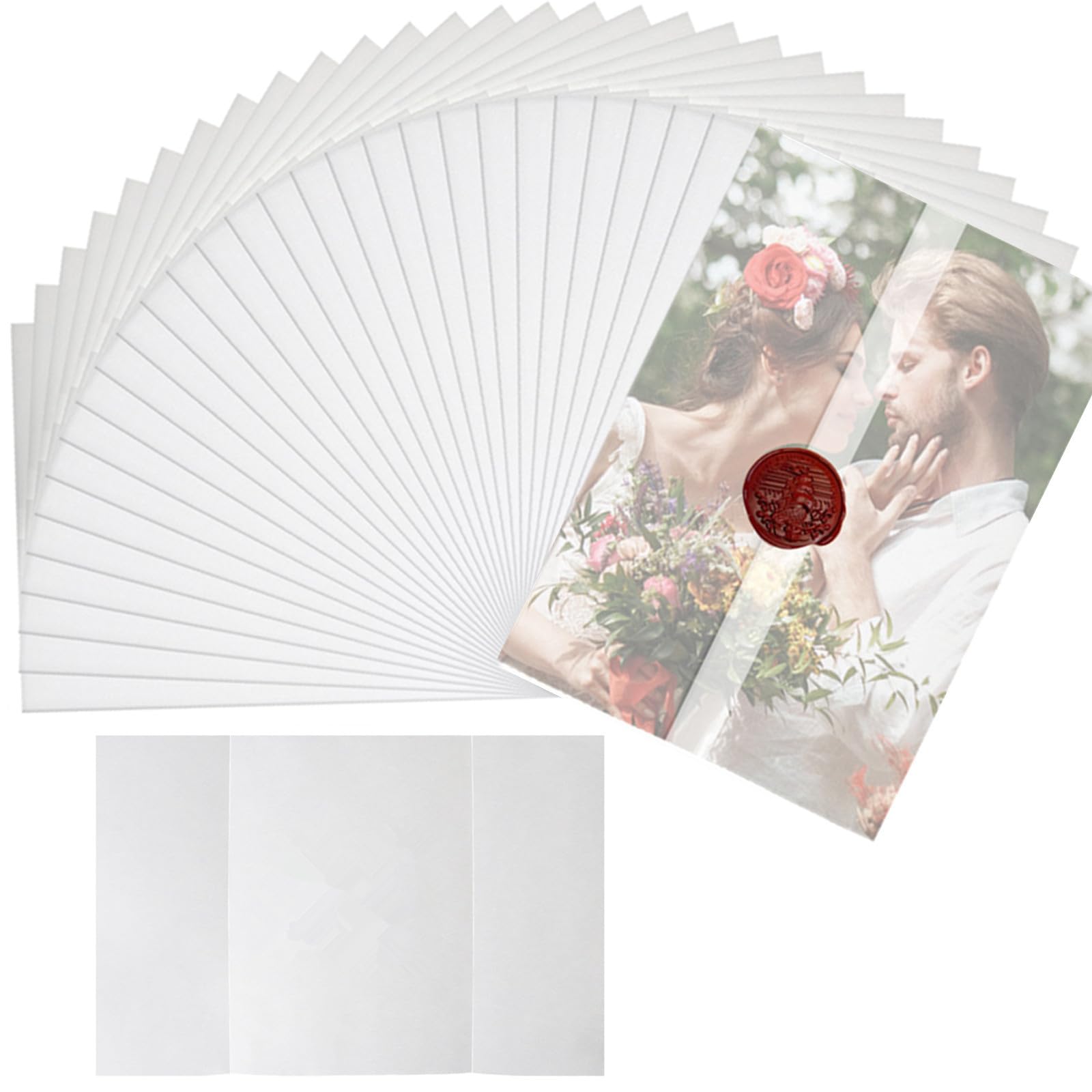 Jolof Store 60pcs Pre-Folded A5 Vellum Jackets for Wedding Invitations