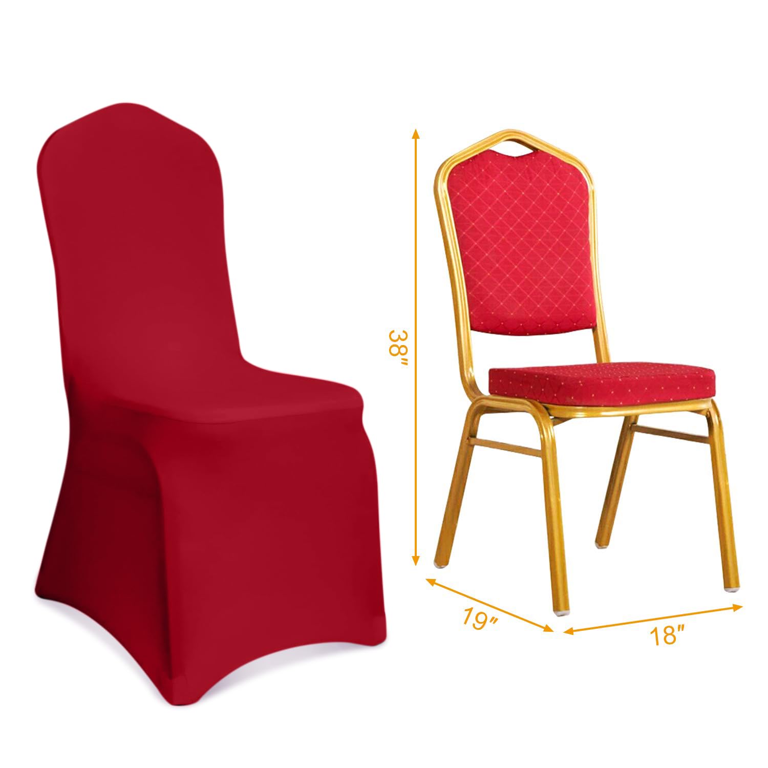 Kapwall 12-Pack Red Spandex Chair Covers | Stretch Washable Banquet Decor