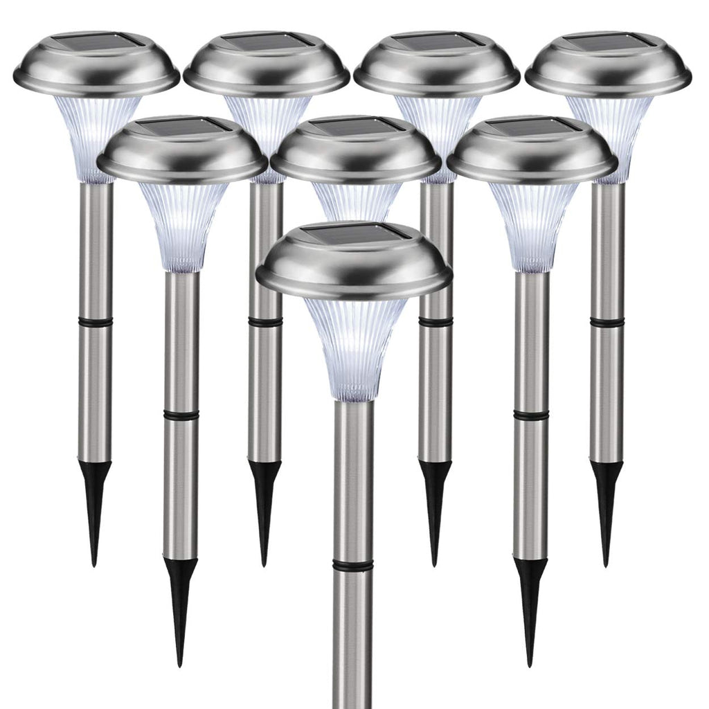 Solar Garden Lights – 8 Pack Stainless Steel Path Lights