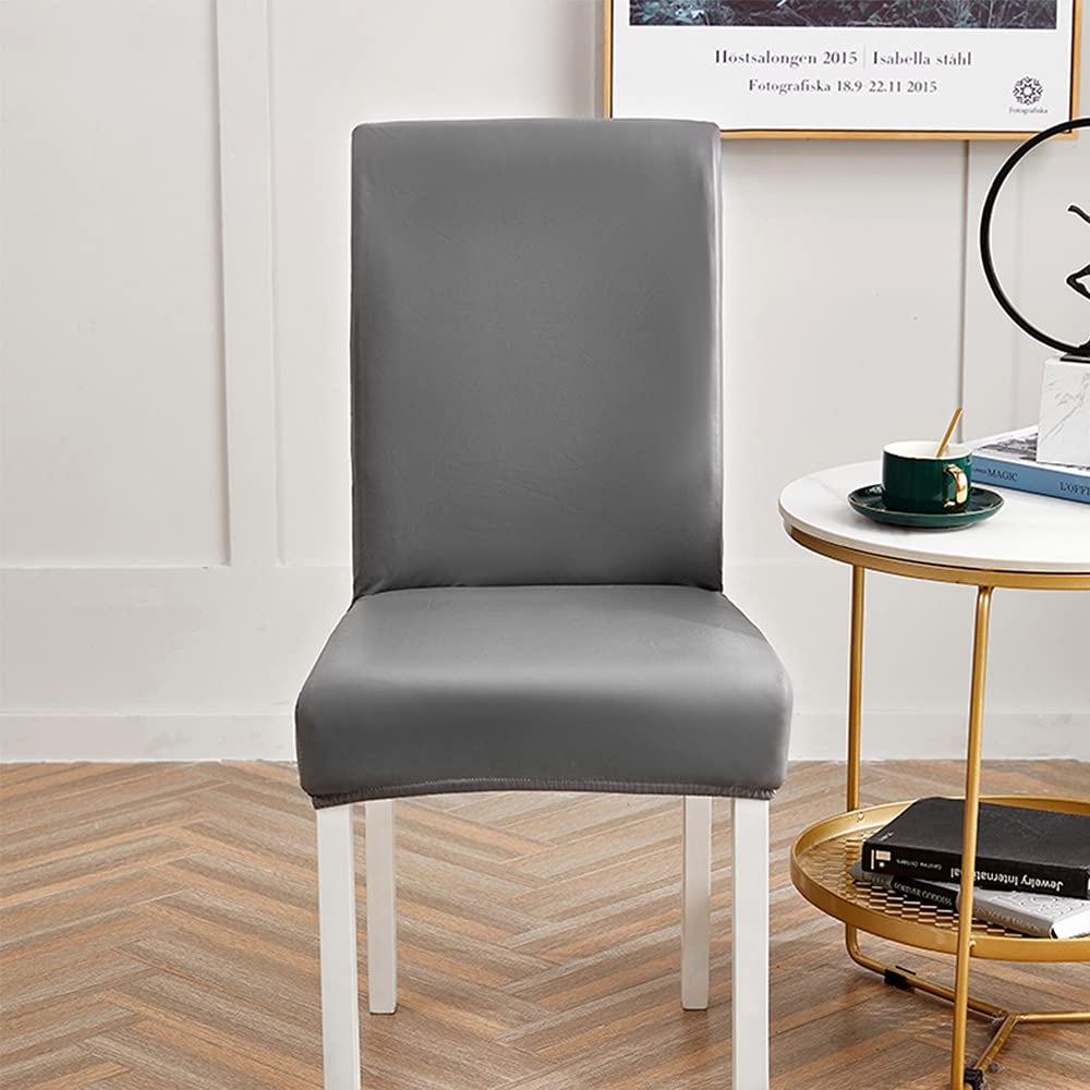 Bestenrose Waterproof PU Leather Dining Chair Covers - Gray, Set of 6