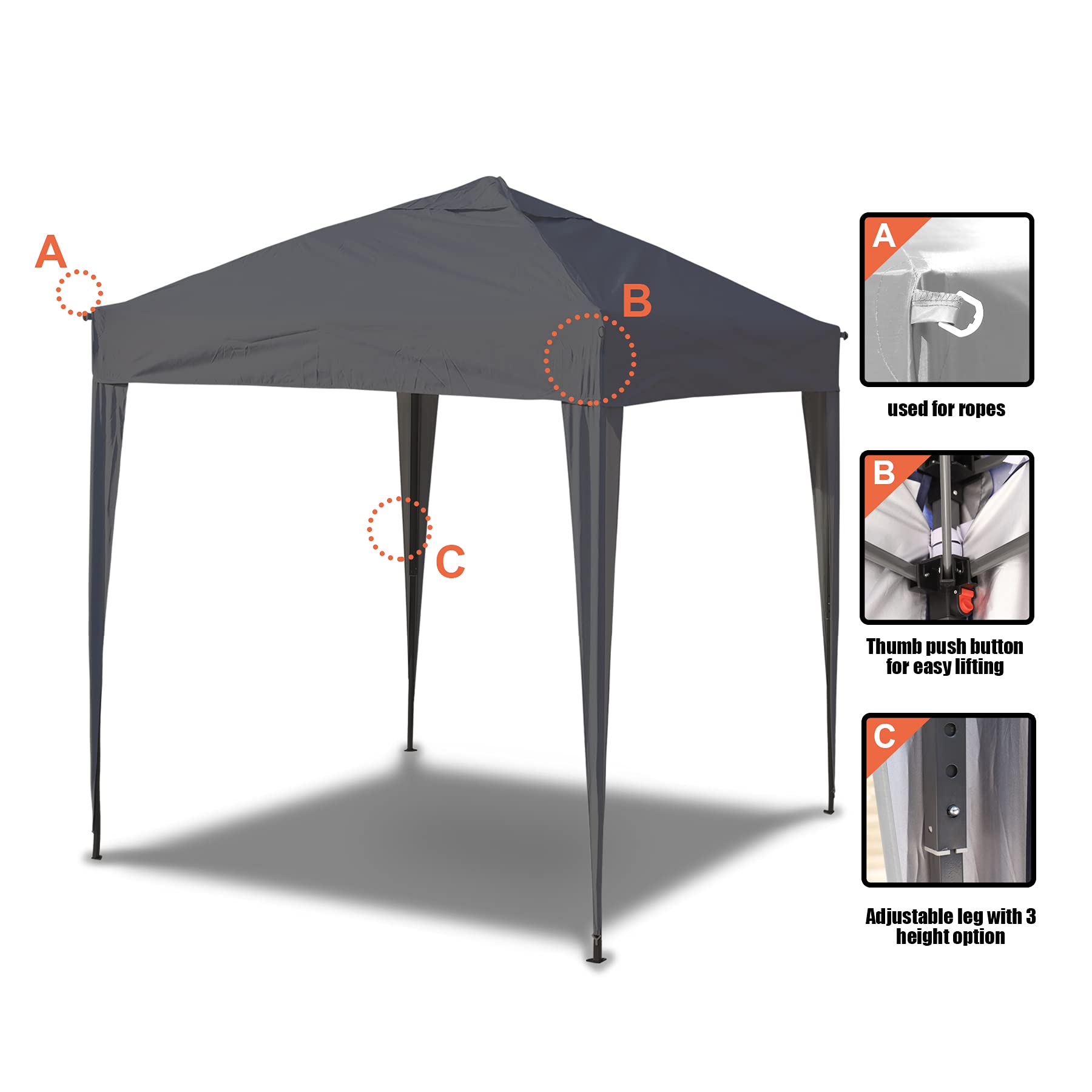 SANHENG Pop Up Gazebo – 3x3m Heavy Duty Waterproof Outdoor Canopy, Grey