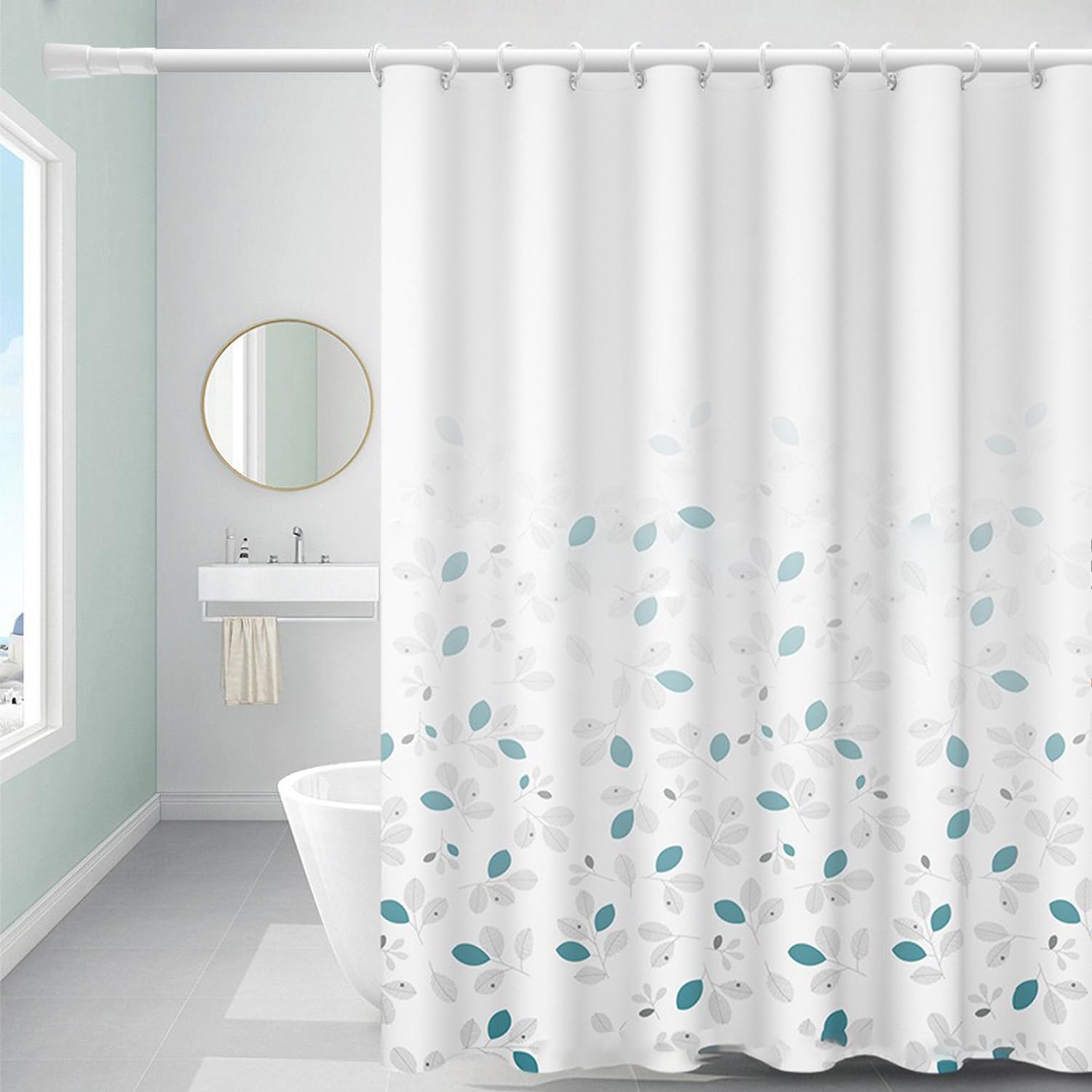 FSZhenZuan Shower Curtain | 200x200cm Water Repellent Polyester Leaves
