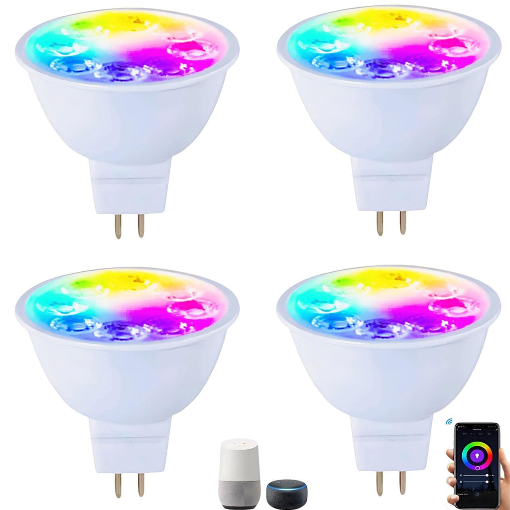 Smart MR16 GU5.3 LED Bulbs | RGB Dimmable 12V 5W 4-Pack