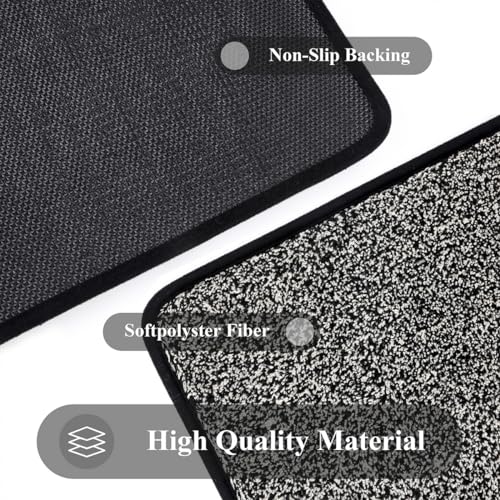 Pauwer Indoor Doormat – Non-Slip Absorbent Dirt Trapper Rug, Black, 80x120cm
