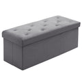 BRIAN & DANY Velvet Folding Storage Ottoman Bench | Gray, 110cm