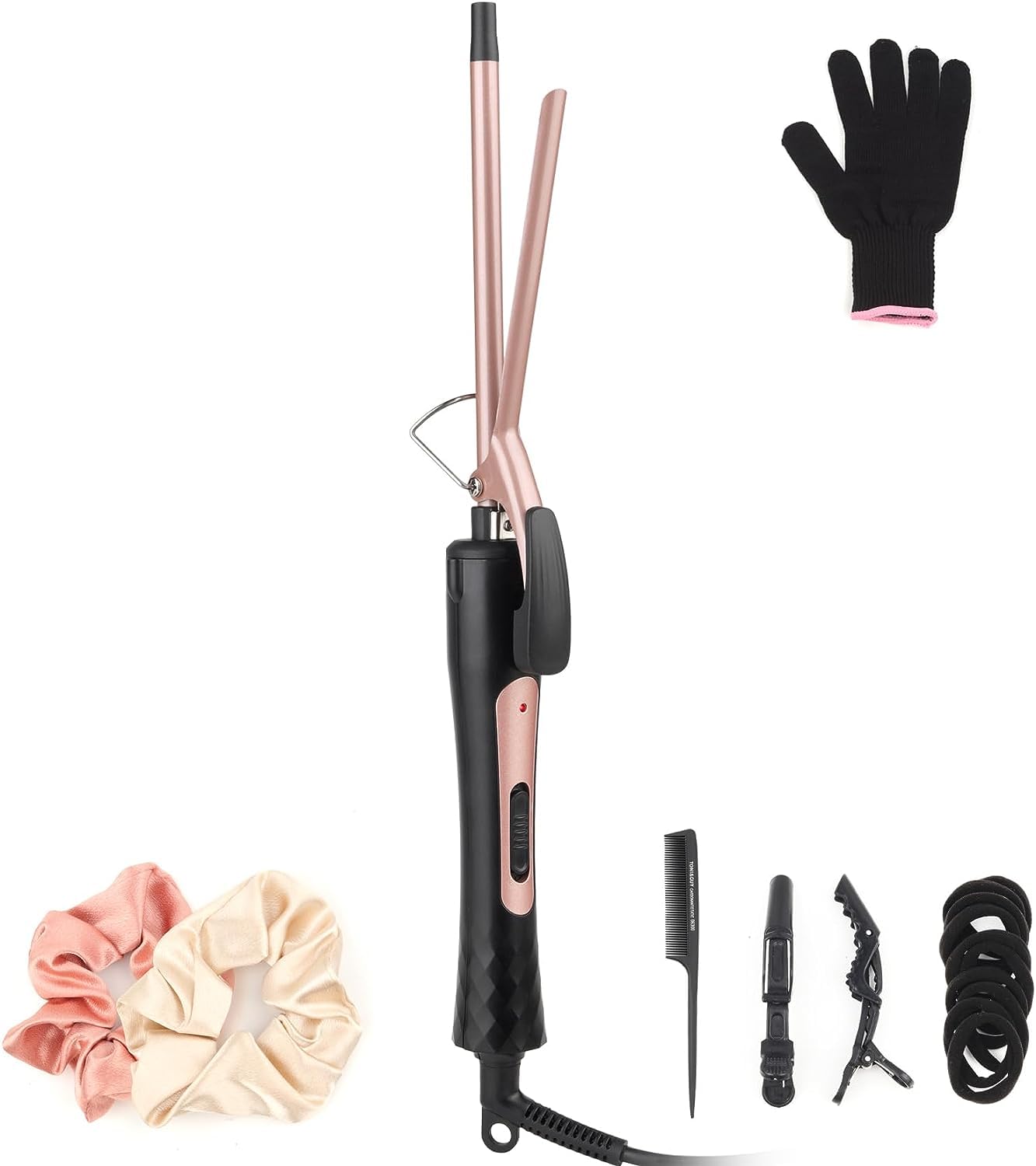JAETON 9mm Thin Curling Iron | Tourmaline Ceramic Wand for Tight Curls