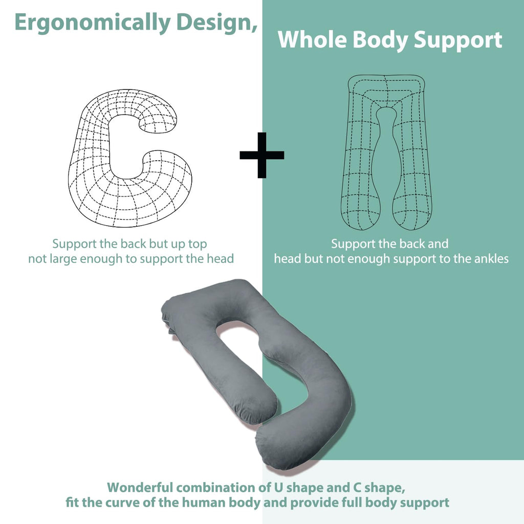 Chilling Home J-Shaped Pregnancy Pillow – 55 Inch Full Body Maternity Support