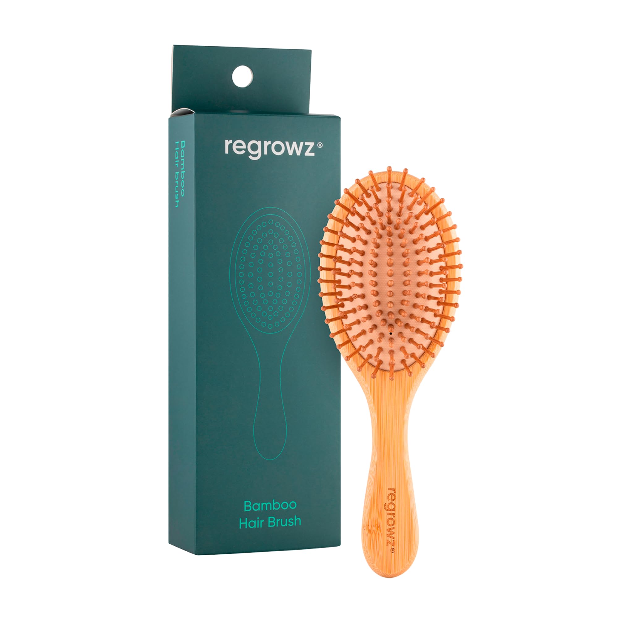 Regrowz Bamboo Hair Brush | Natural Detangling Wooden Brush for All Hair