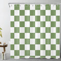 Jolof Store Green and White Plaid Shower Curtain – Waterproof Polyester
