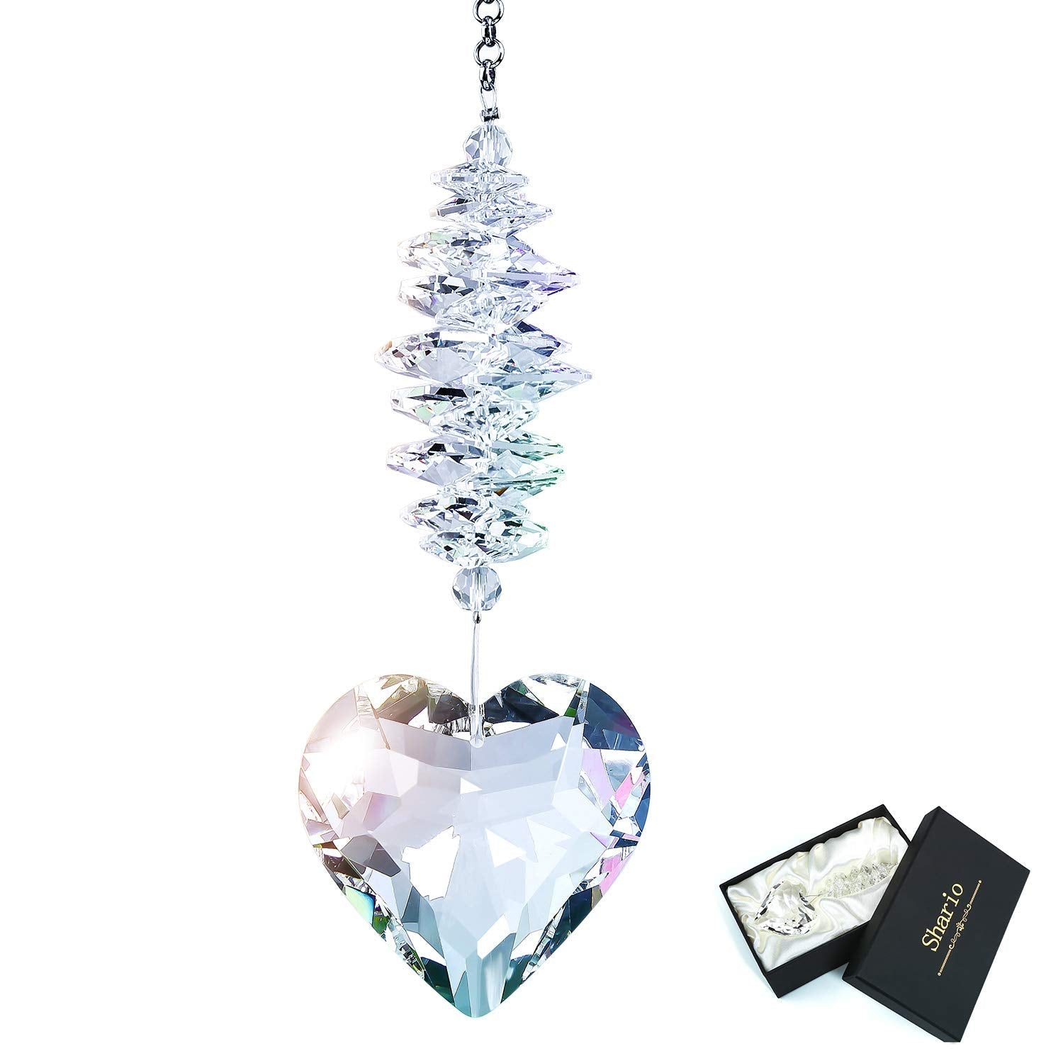 Jolof Store 45mm Clear K9 Crystal Heart Suncatcher Prism Pendant