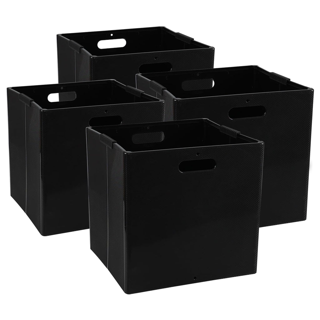 Eudokky 4 Pack Foldable Cube Storage Box, Plastic Storage Cube with Handle - image 1