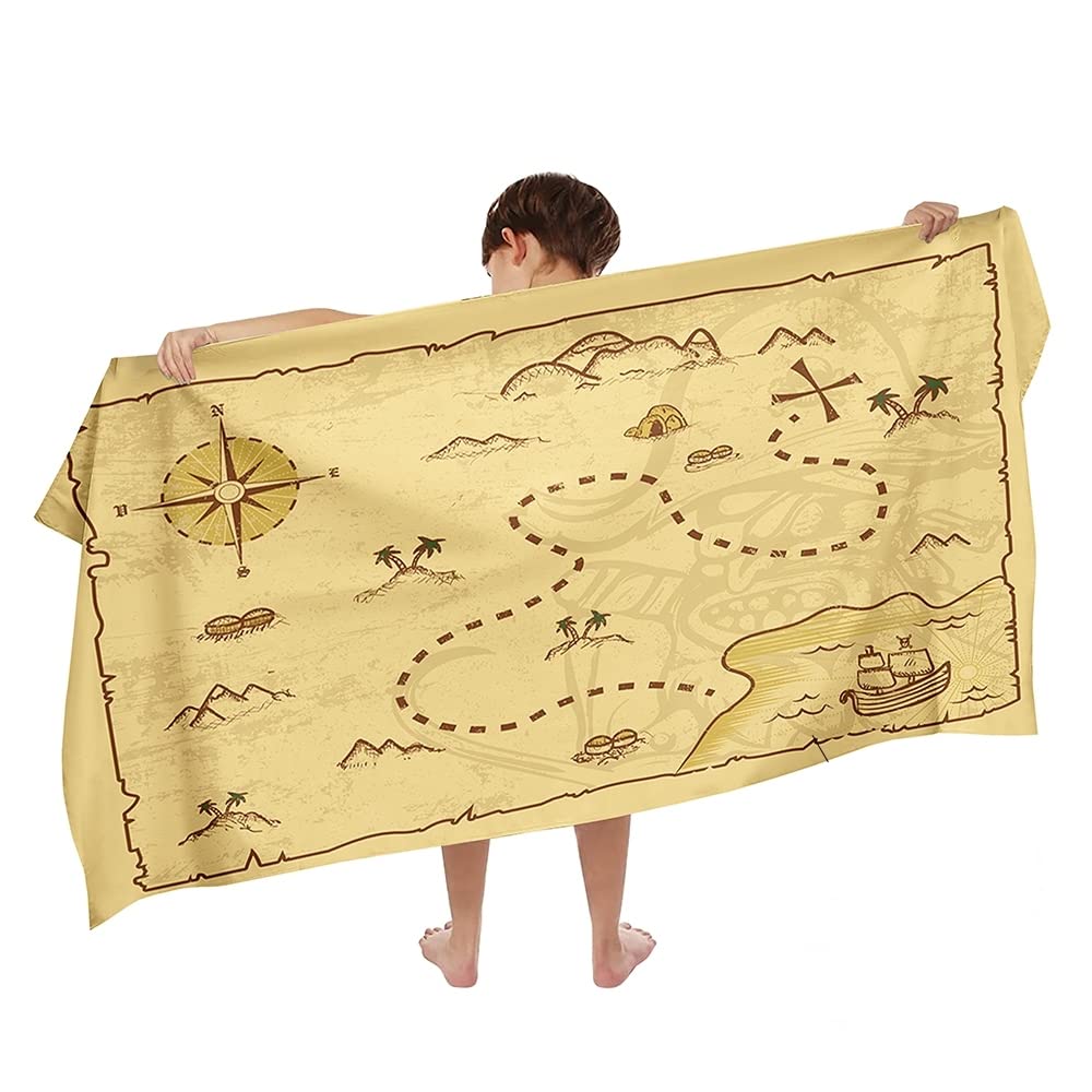 Ulticool Microfibre Children's Towel – Quick Drying Treasure Map 140x70cm