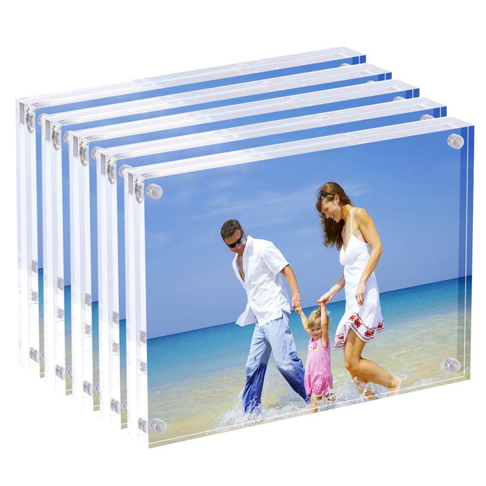 Acrylic Magnetic Picture Frames | 4x6 Clear Block Set of 5