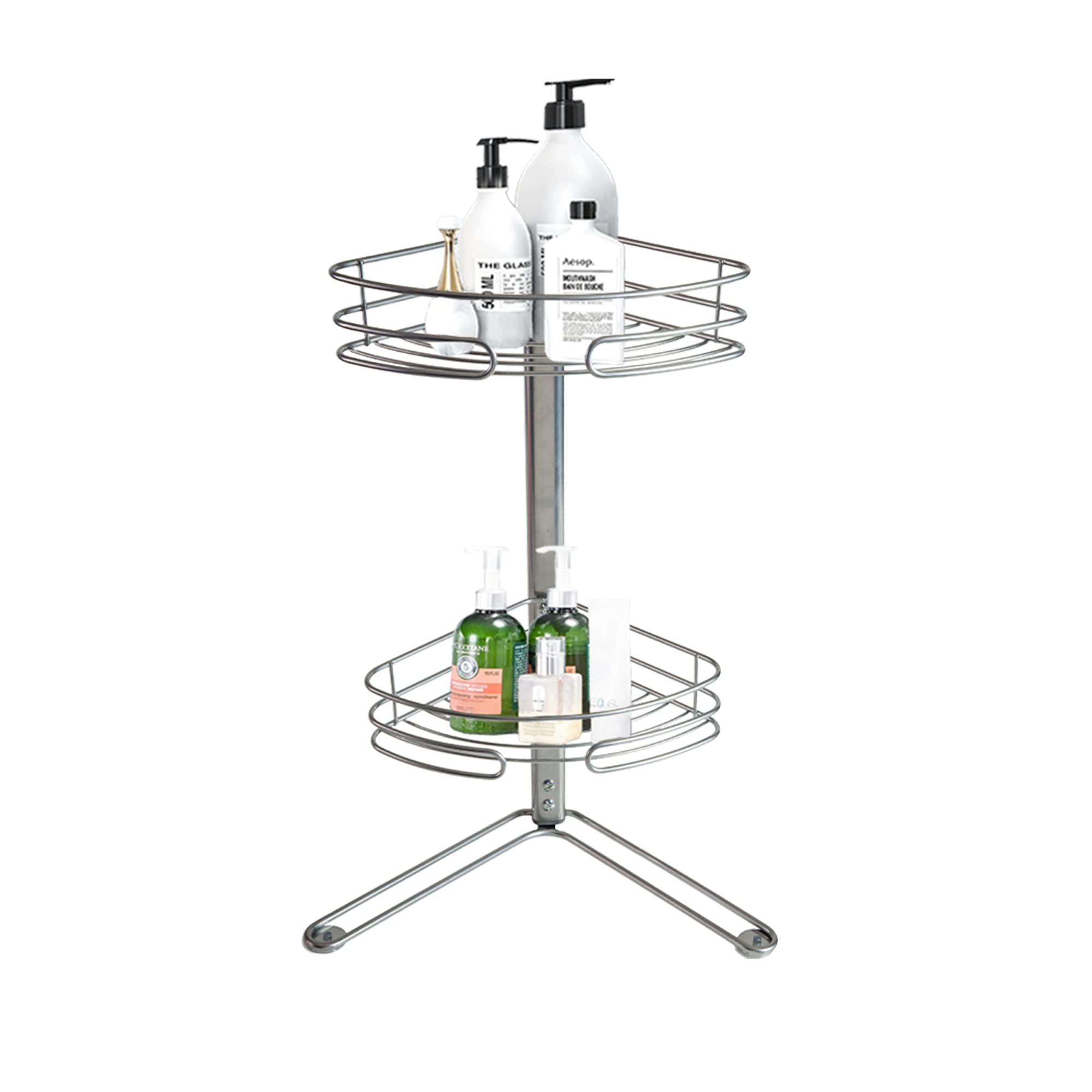 Blue Canyon 2-Tier Non-Rust Corner Shower Caddy | Silver Bath Rack